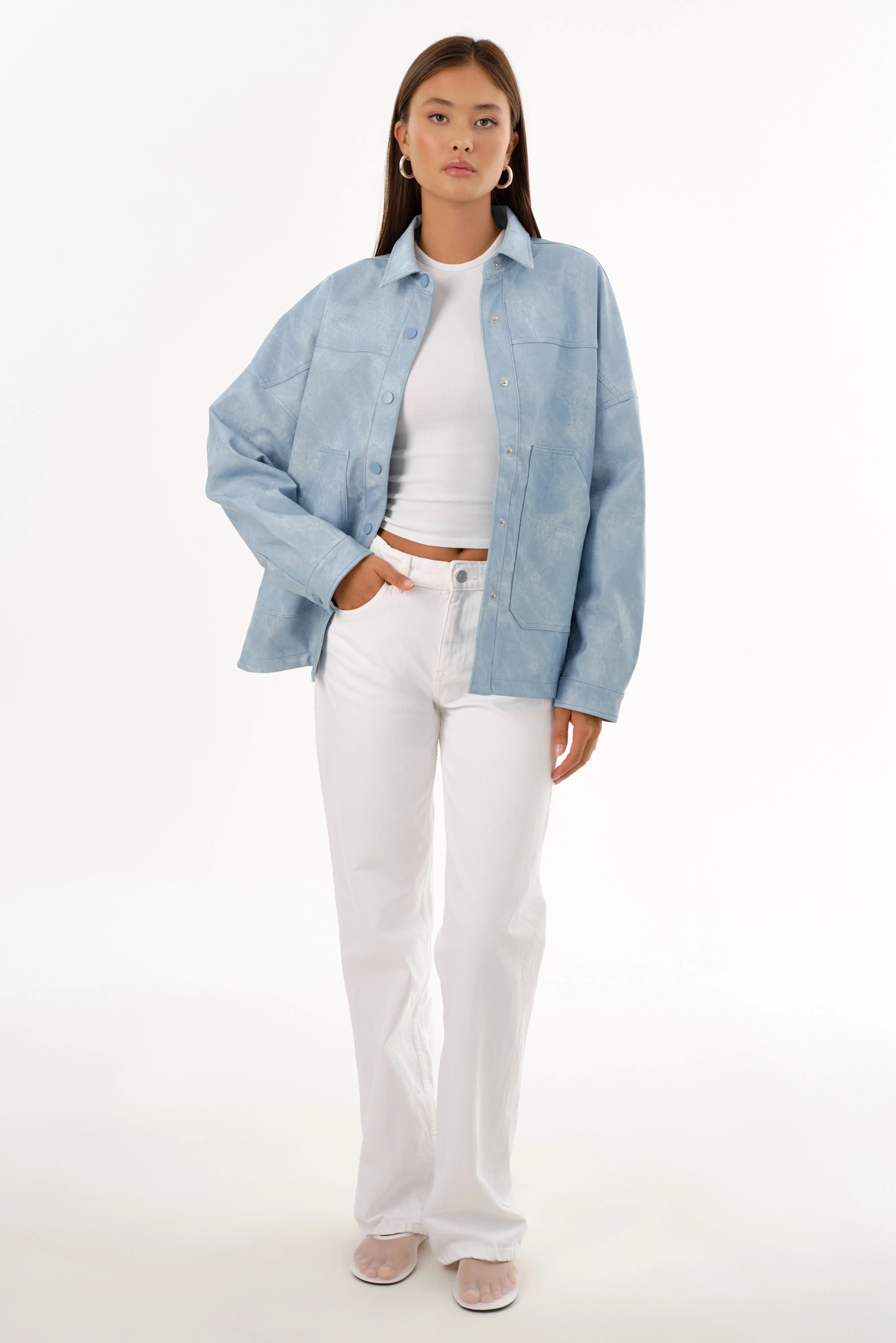 SIDONIE | Faux Leather Oversized Jacket