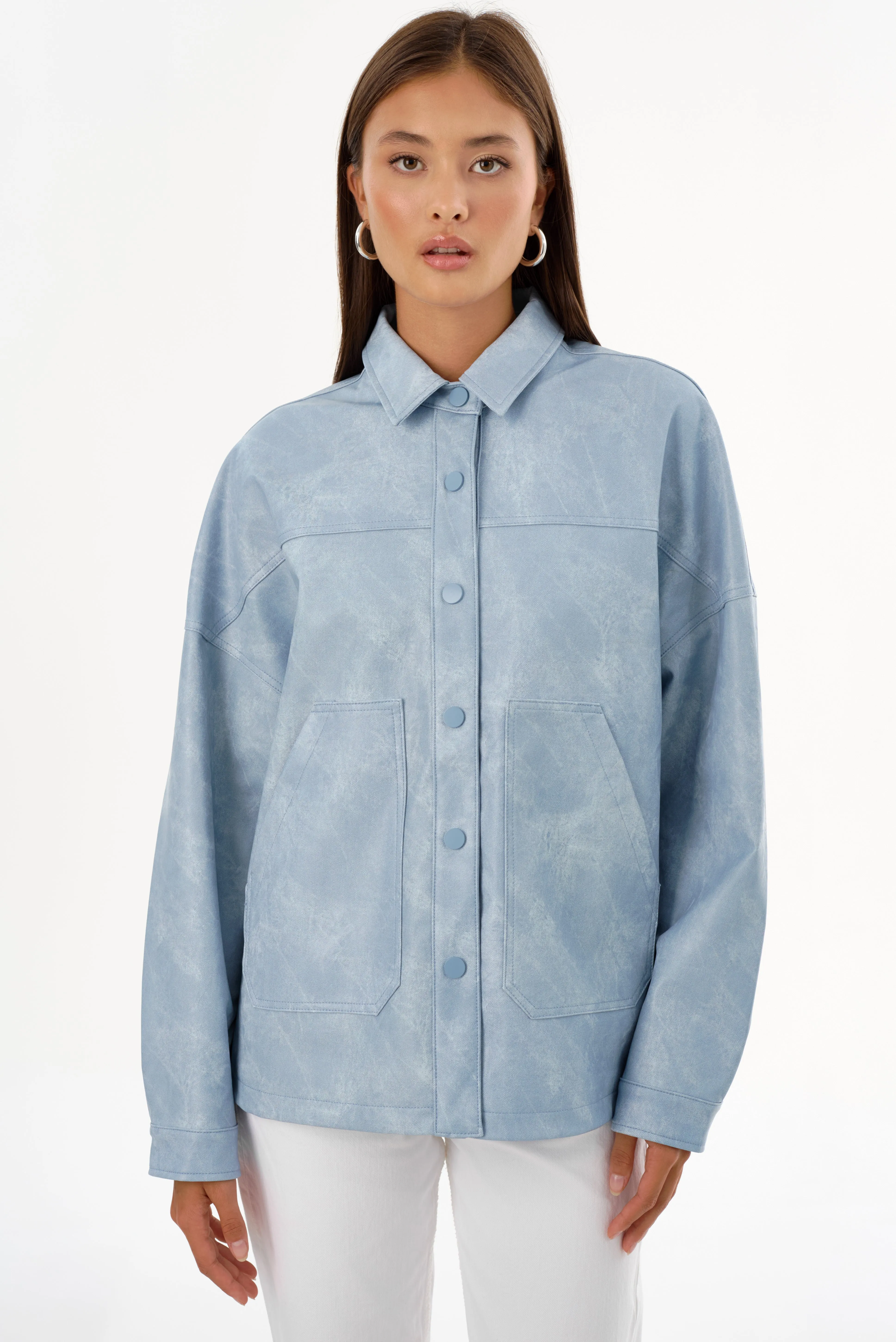SIDONIE | Faux Leather Oversized Jacket