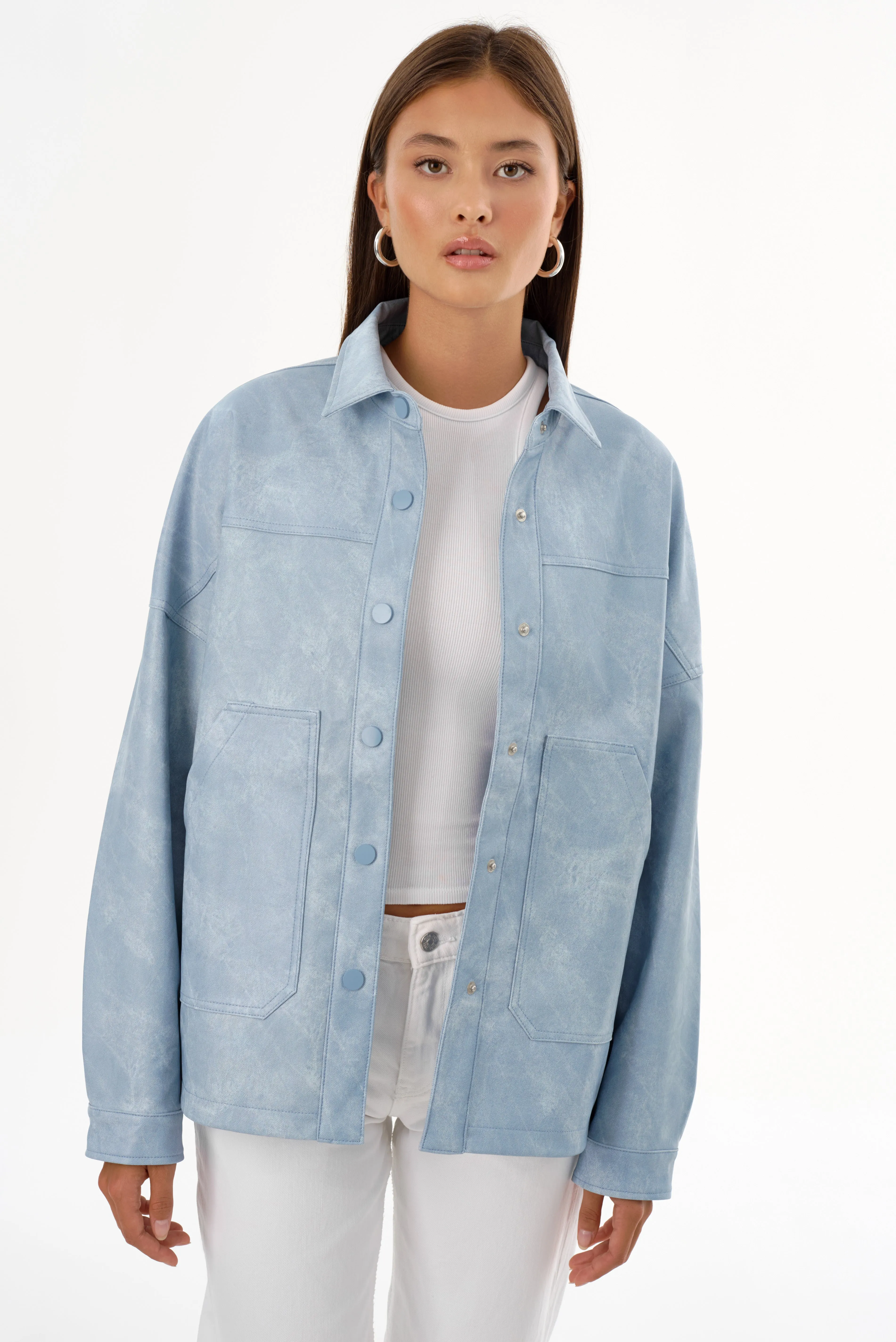 SIDONIE | Faux Leather Oversized Jacket