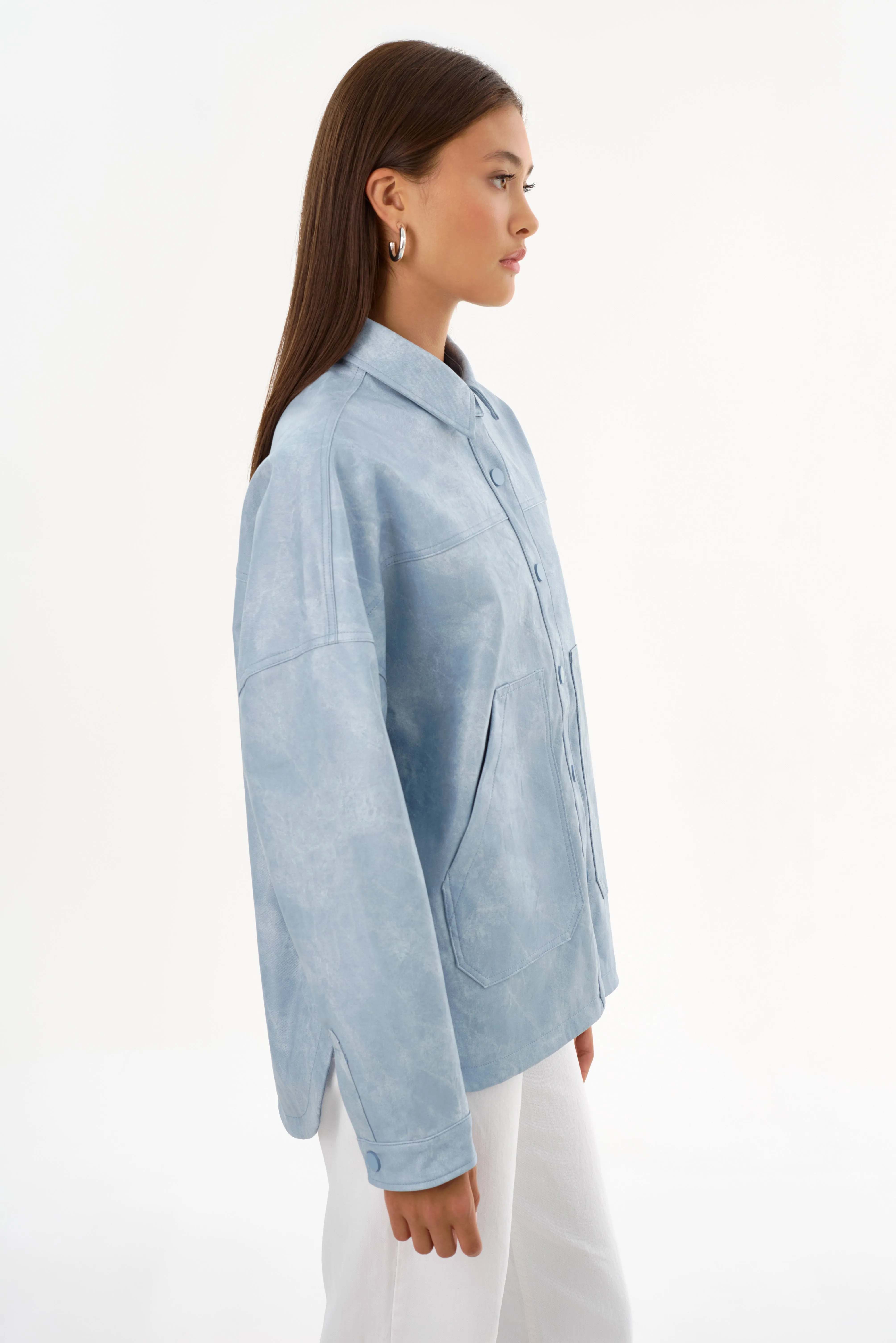 SIDONIE | Faux Leather Oversized Jacket