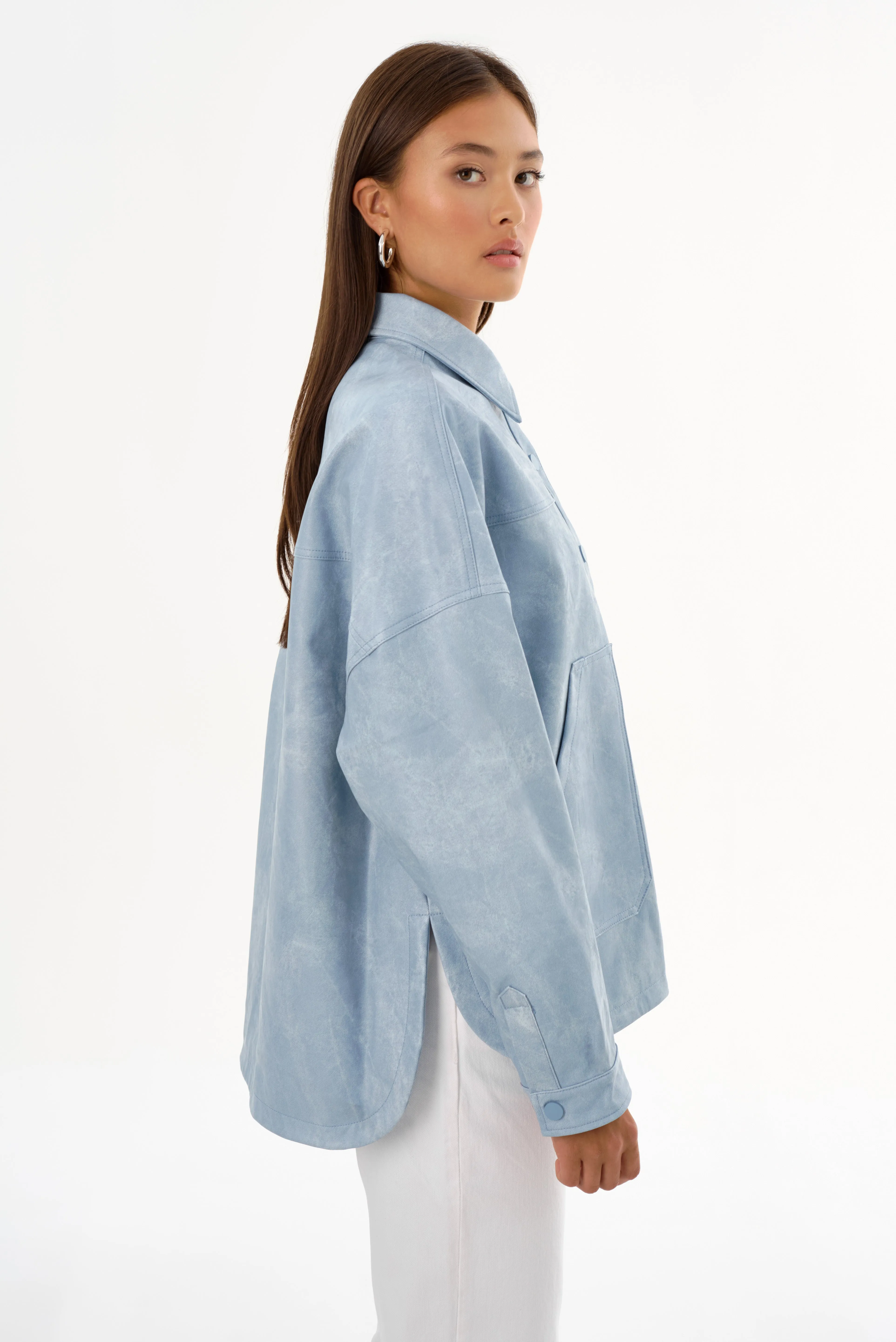 SIDONIE | Faux Leather Oversized Jacket