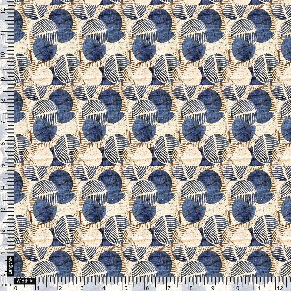 Stylized Round Leaf Digital Printed Fabric - Pure Georgette