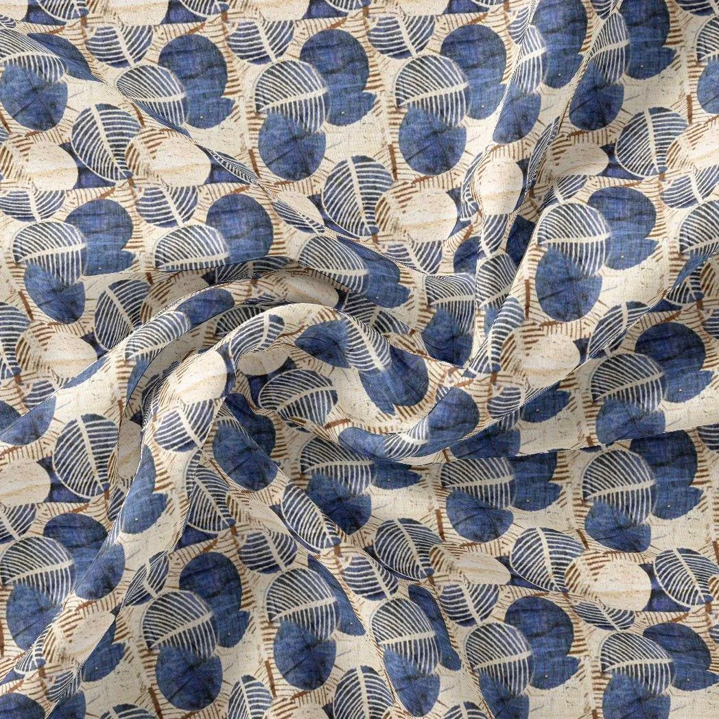 Stylized Round Leaf Digital Printed Fabric - Pure Georgette