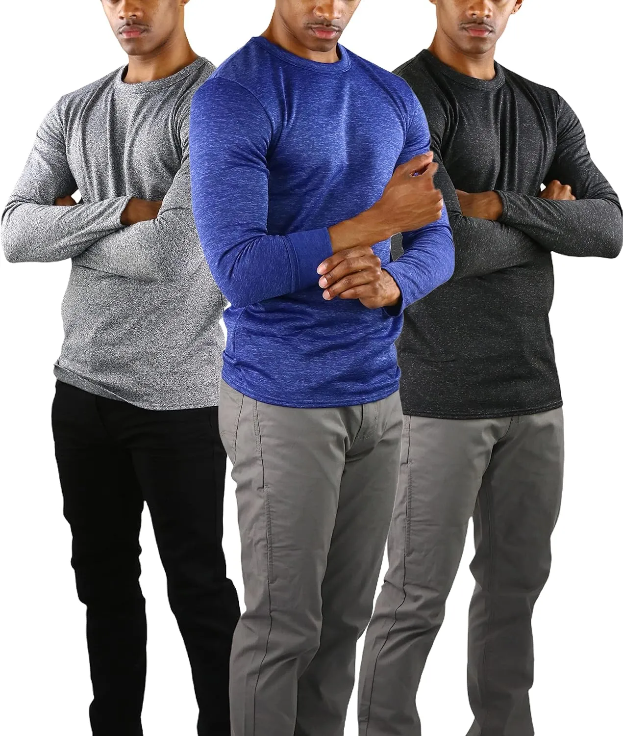 ToBeInStyle Men's Premium Fleece Lined Microfiber Thermal Long Sleeve Crewneck Shirt Top