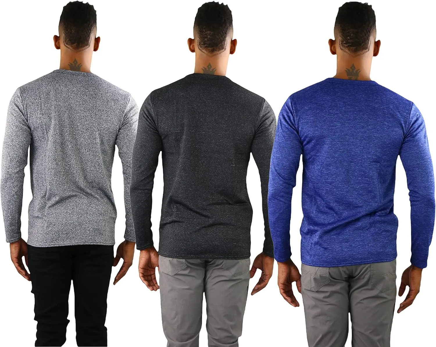 ToBeInStyle Men's Premium Fleece Lined Microfiber Thermal Long Sleeve Crewneck Shirt Top
