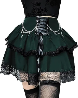 TSMNZMU Womens Gothic Mini Skirts High Waist Punk Grunge Pleated Skirts Harajuku Lolita Skirt Mall Goth Emo Skirt