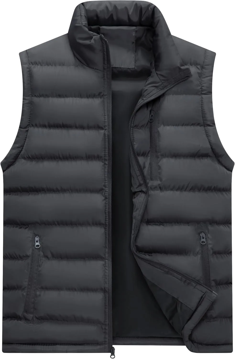 Vcansion Men's Outdoor Stand Collar Fleece Jacket Vest Casual Padded Vest Coats