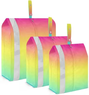 Vivid Color Pattern Packing Cubes Set of 3, Lightweight Travel Luggage Organizers Foldable Bags for Easy Packing and Organization