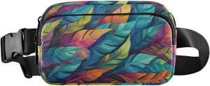 Vivid Feather Fanny Pack for Travel Hiking Water Resistant Waist Pack Sling Bag Purse for Women Men