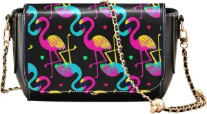 Vivid Flamingo Exotic Tropical Women Crossbody Bag Purses Cute Women Leather Shoulder Bag Waterproof Satchel