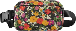 Vivid Floral Pattern Fanny Pack Water Resistant, Women Men Waist Pack Sling Bag Purse for Travel Hiking