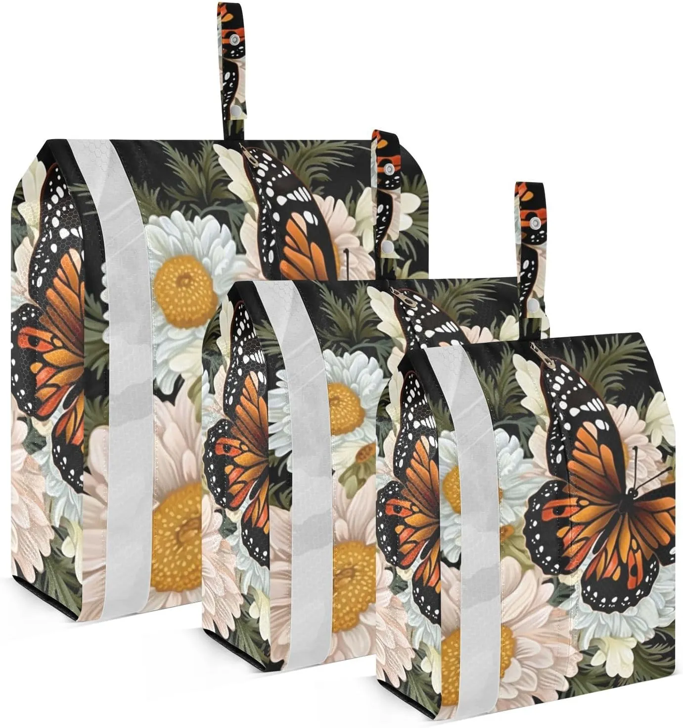Vivid Flower Butterfly Packing Cubes Set of 3, Lightweight Travel Luggage Organizers Foldable Bags for Easy Packing and Organization
