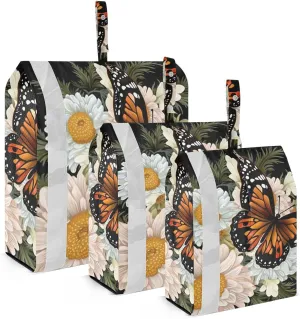 Vivid Flower Butterfly Packing Cubes Set of 3, Lightweight Travel Luggage Organizers Foldable Bags for Easy Packing and Organization