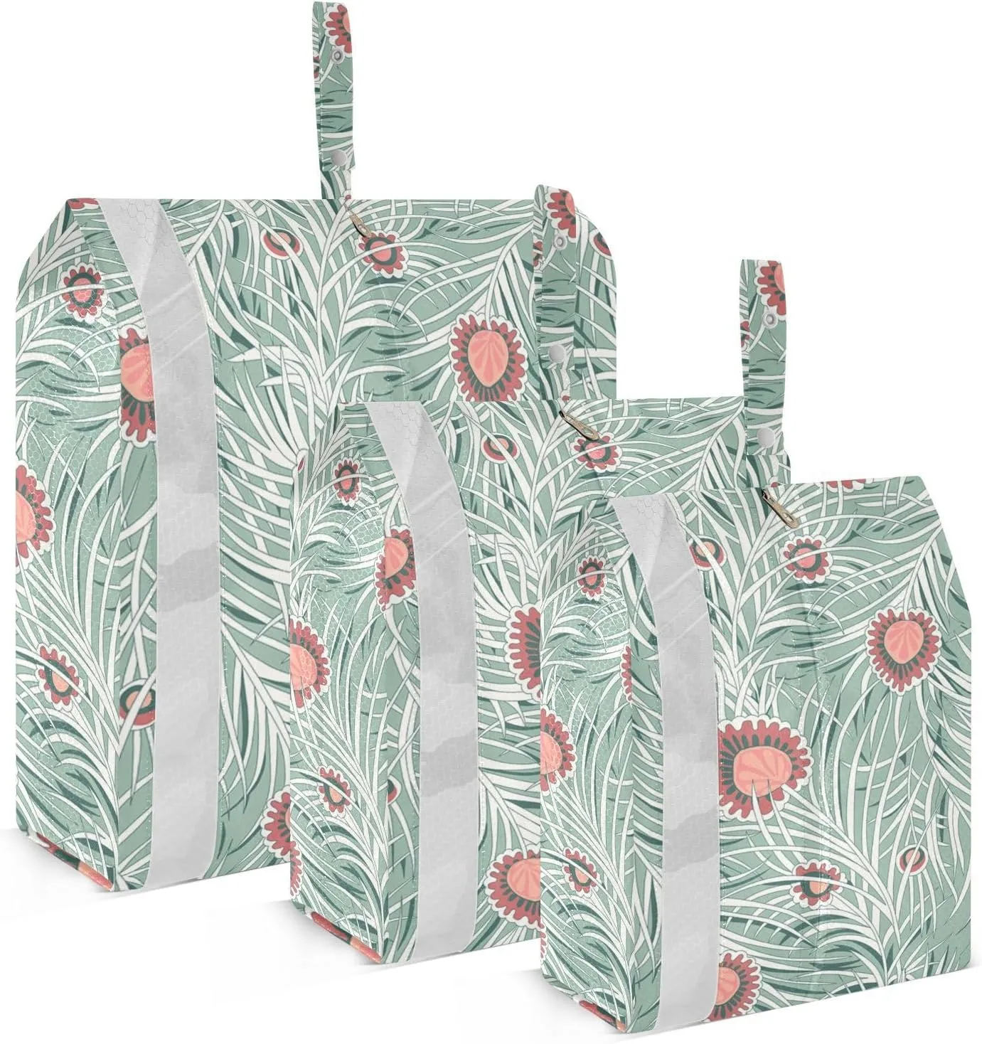 Vivid Palm Leaf Floral Packing Cubes Set of 3, Lightweight Travel Luggage Organizers Foldable Bags for Easy Packing and Organization