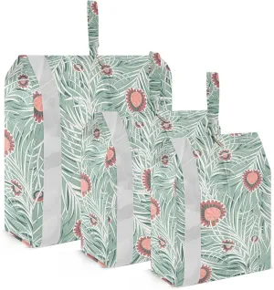 Vivid Palm Leaf Floral Packing Cubes Set of 3, Lightweight Travel Luggage Organizers Foldable Bags for Easy Packing and Organization