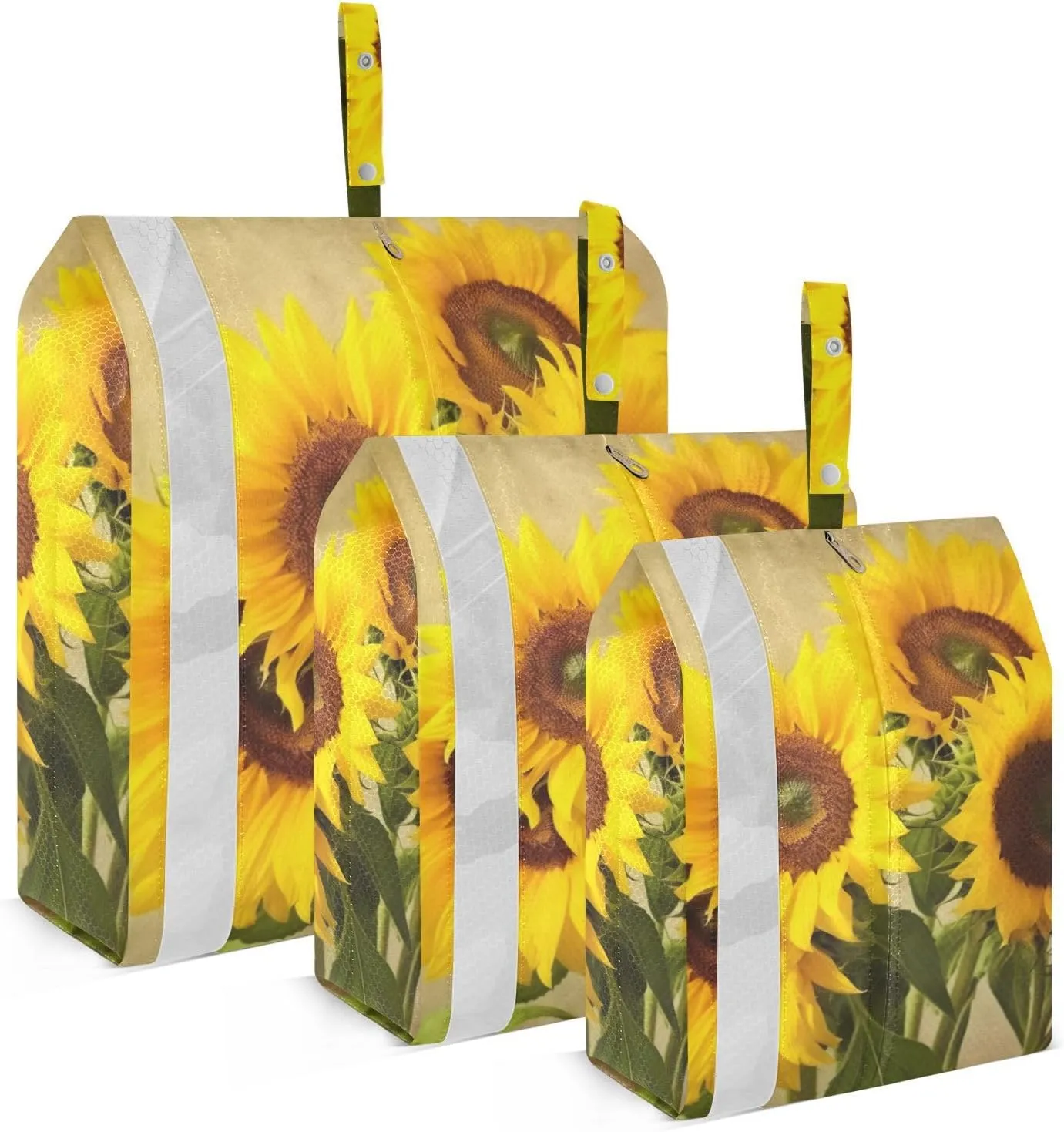 Vivid Sunflowers Packing Cubes Set of 3, Lightweight Travel Luggage Organizers Foldable Bags for Easy Packing and Organization