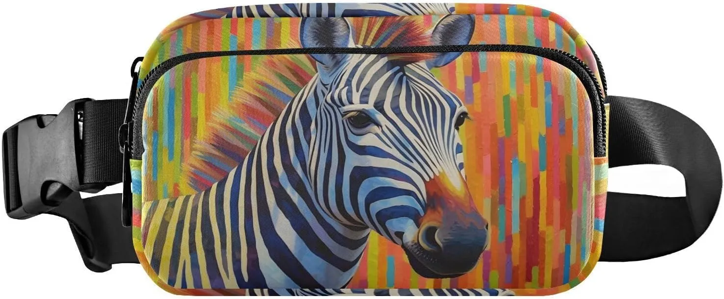 Vivid Zebra Fanny Pack for Travel Hiking Water Resistant Waist Pack Sling Bag Purse for Women Men