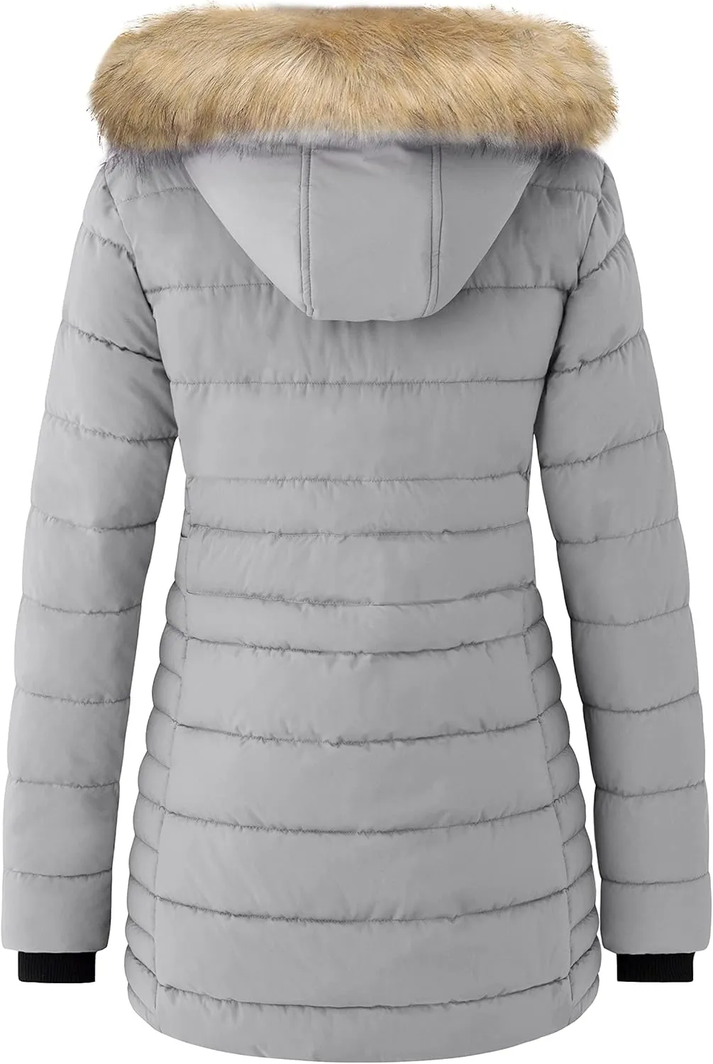 wantdo Women's Warm Winter Coat Heavy Puffer Jacket Parka with Fur Trimmed Hood