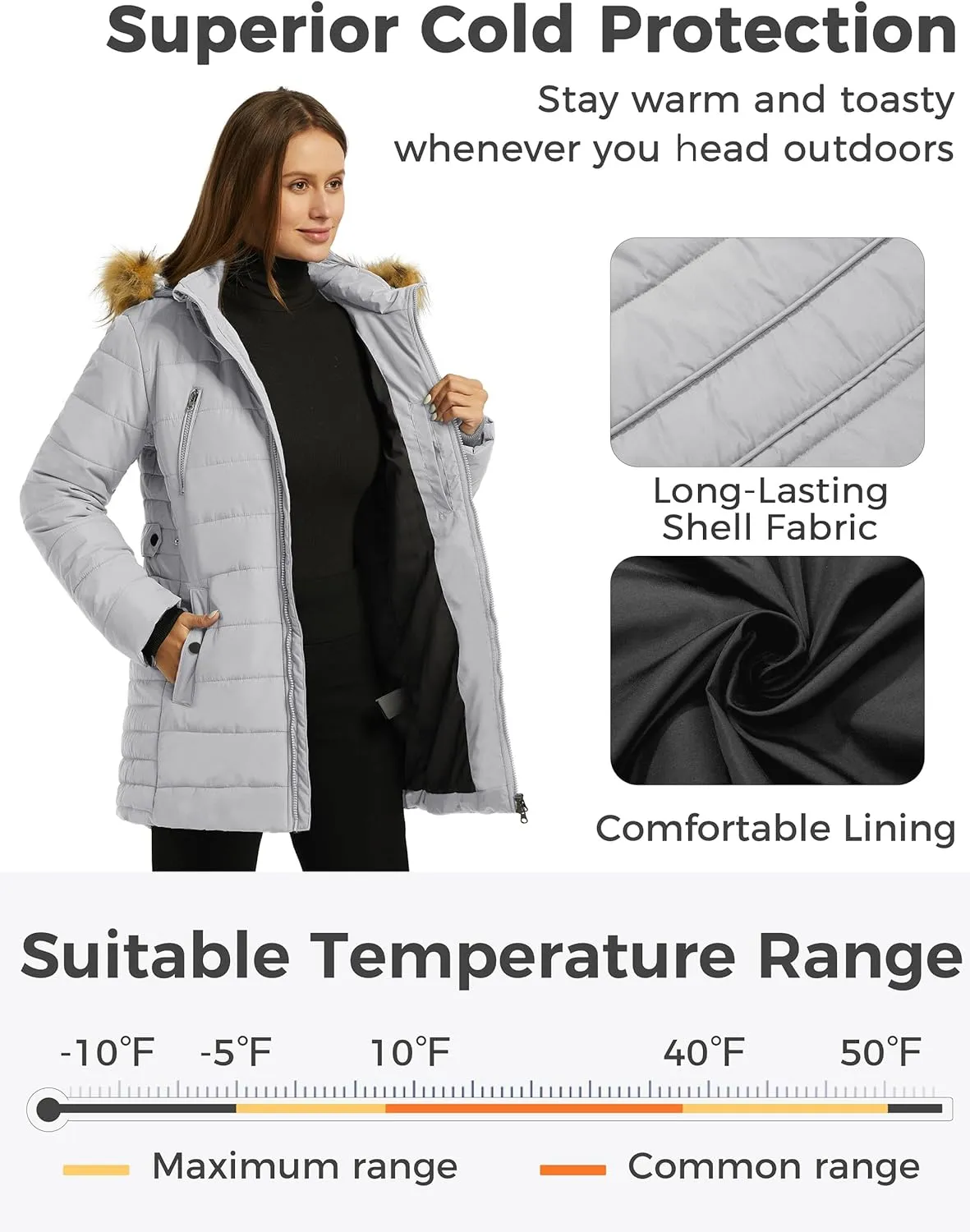 wantdo Women's Warm Winter Coat Heavy Puffer Jacket Parka with Fur Trimmed Hood