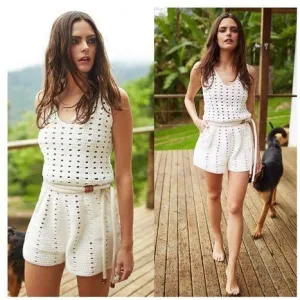White crochet romper