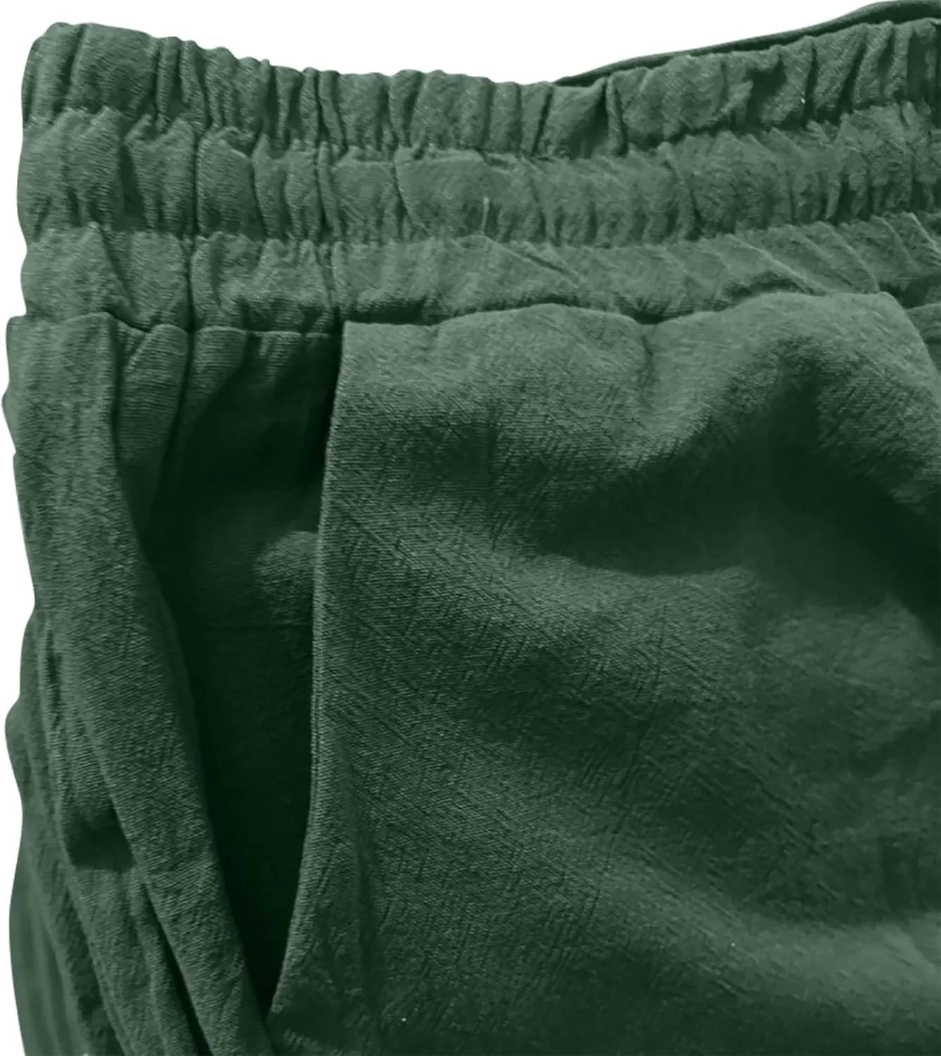 Wide Leg Linen Pants for Women Plus Size High Elastic Waist Baggy Cotton Pants with Pockets Stretch Casual Summer Trousers