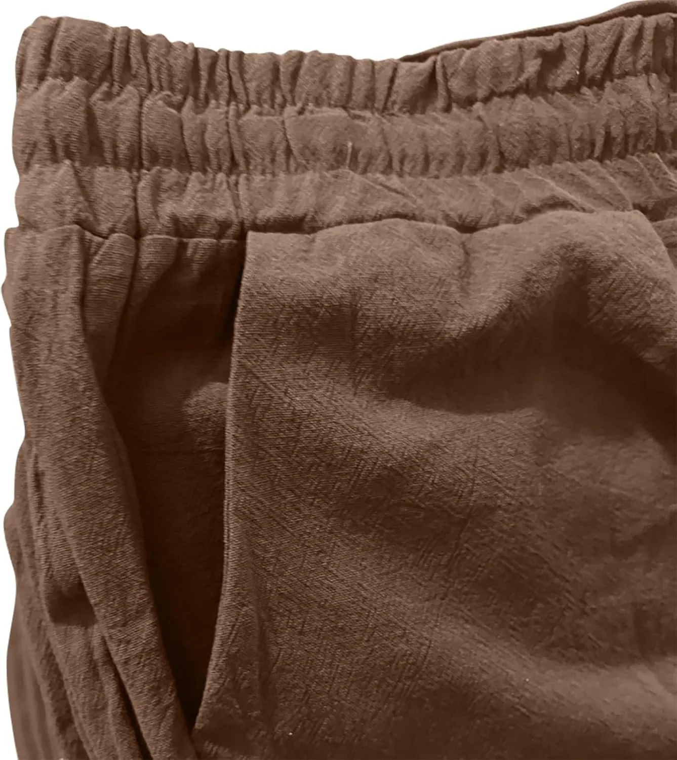 Wide Leg Linen Pants for Women Plus Size High Elastic Waist Baggy Cotton Pants with Pockets Stretch Casual Summer Trousers