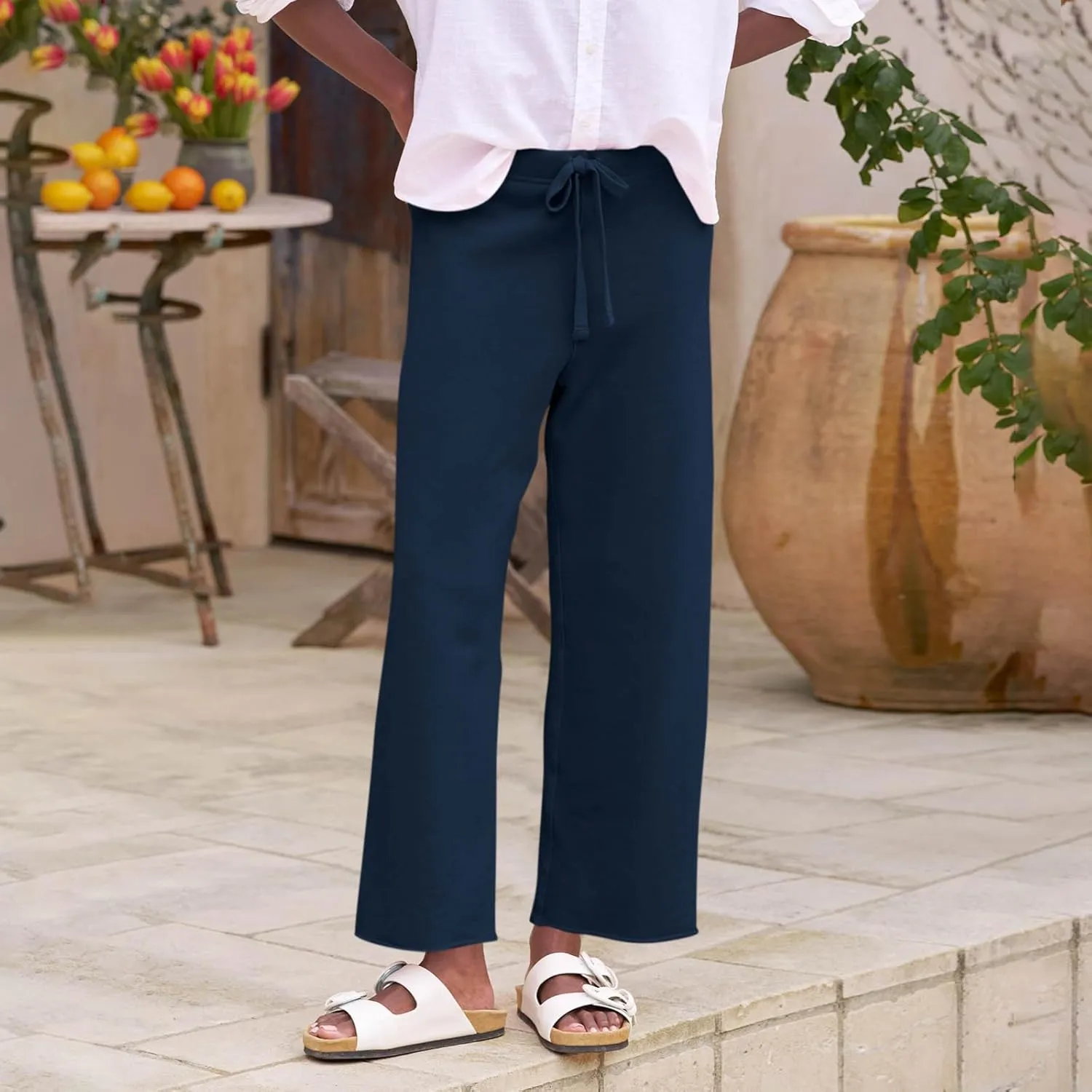 Wide Leg Sweatpants Women Baggy High Waist Drawstring Casual Trouser Style Lounge Pants Comfy Cotton Sweatpants
