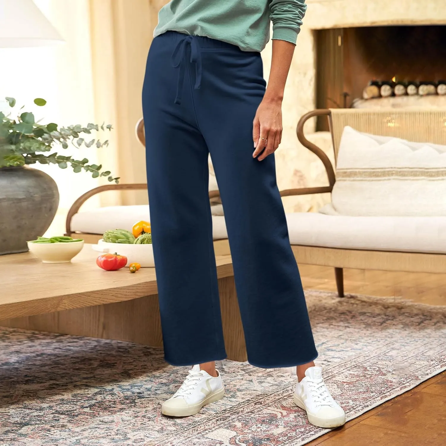 Wide Leg Sweatpants Women Baggy High Waist Drawstring Casual Trouser Style Lounge Pants Comfy Cotton Sweatpants