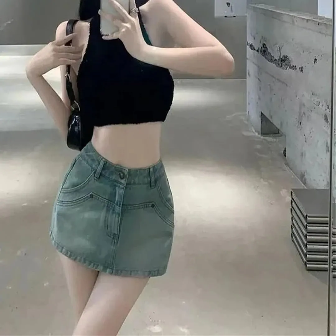 Women Summer High Waisted Denim Skirt Sexy Bodycon Party Denim Mini Skirts