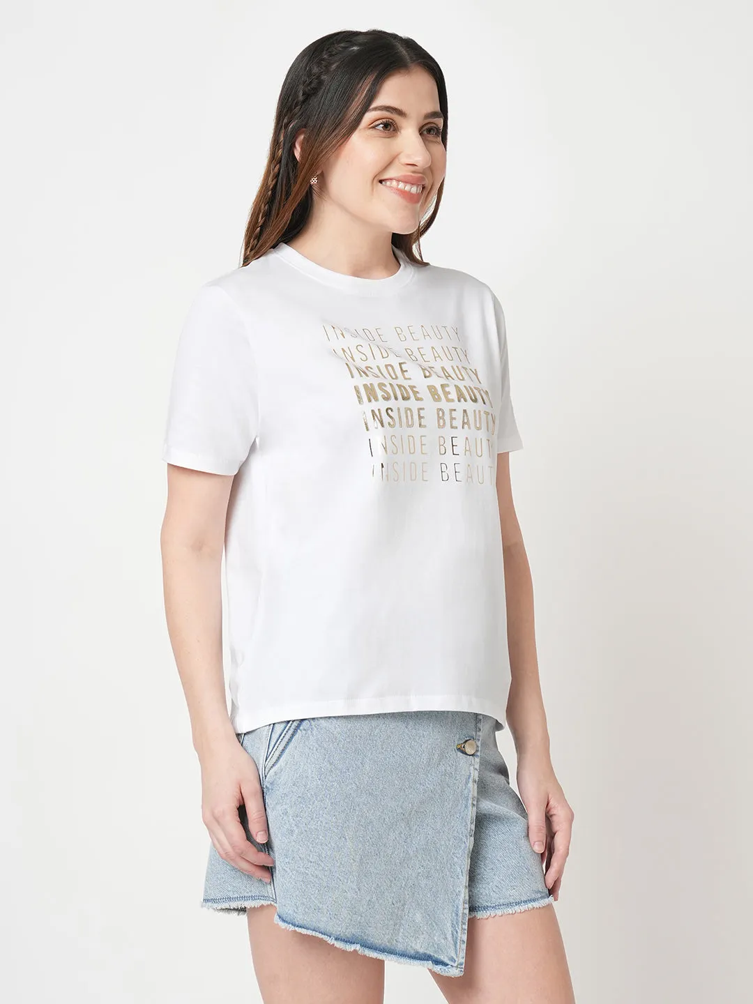 Women White Boxy Graphic Tees