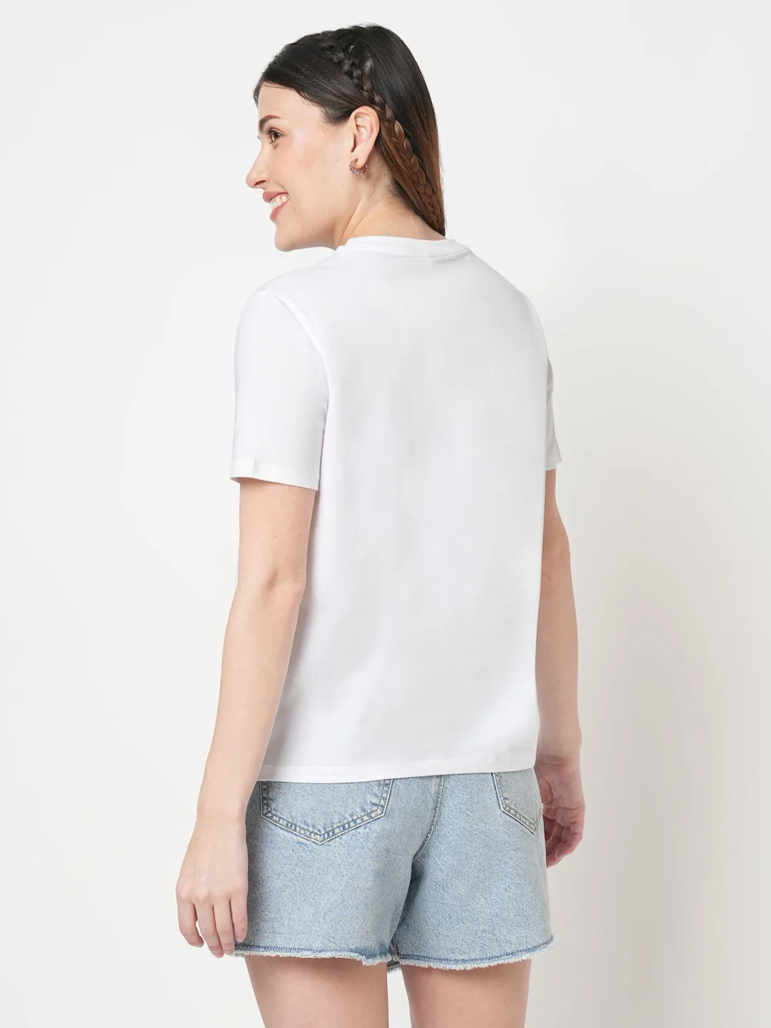 Women White Boxy Graphic Tees