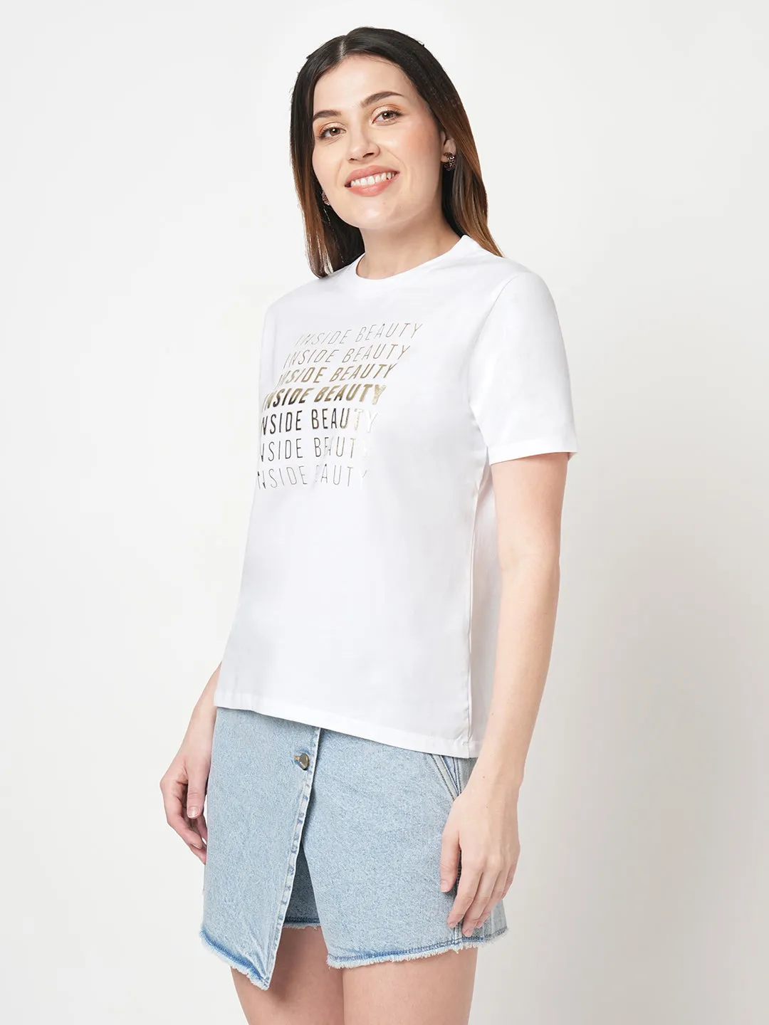 Women White Boxy Graphic Tees