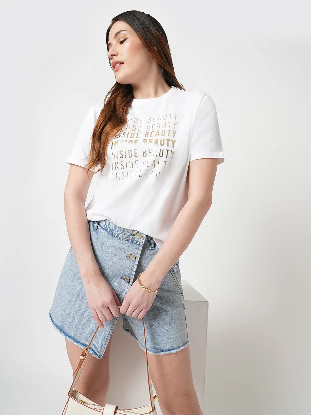 Women White Boxy Graphic Tees