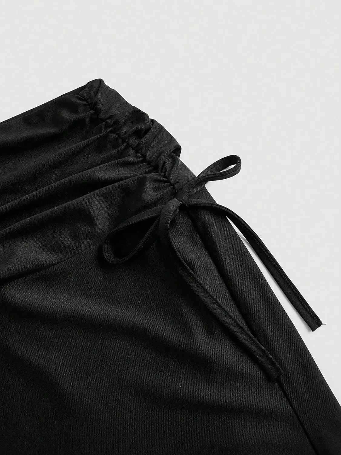 Women's Basic High Waisted Side Drawstring Waist With Pleated Hem And Long Skirt Casual Skirts