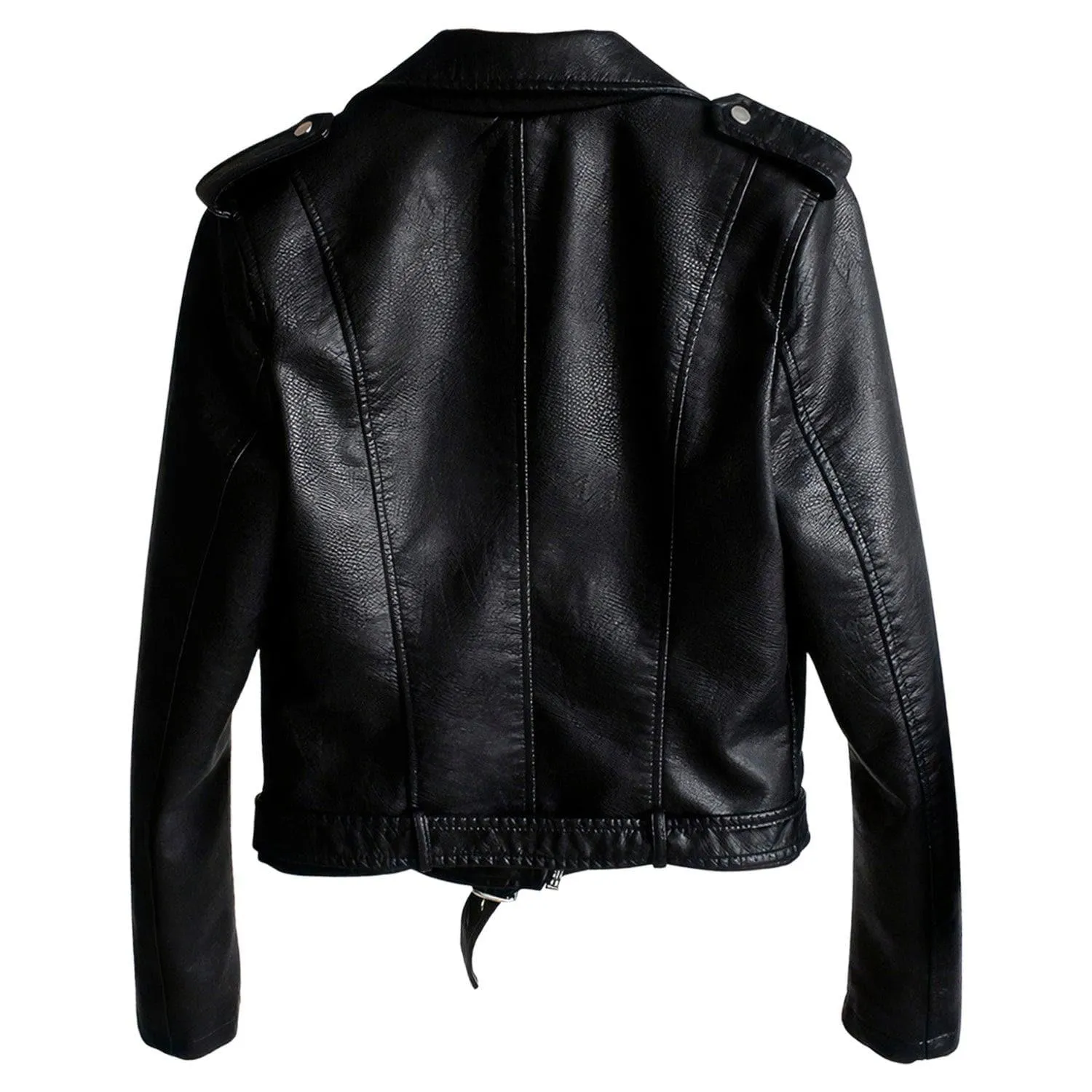 Women’s Black Real Sheepskin Belted Slim Fit Biker Jacket | Real Leather