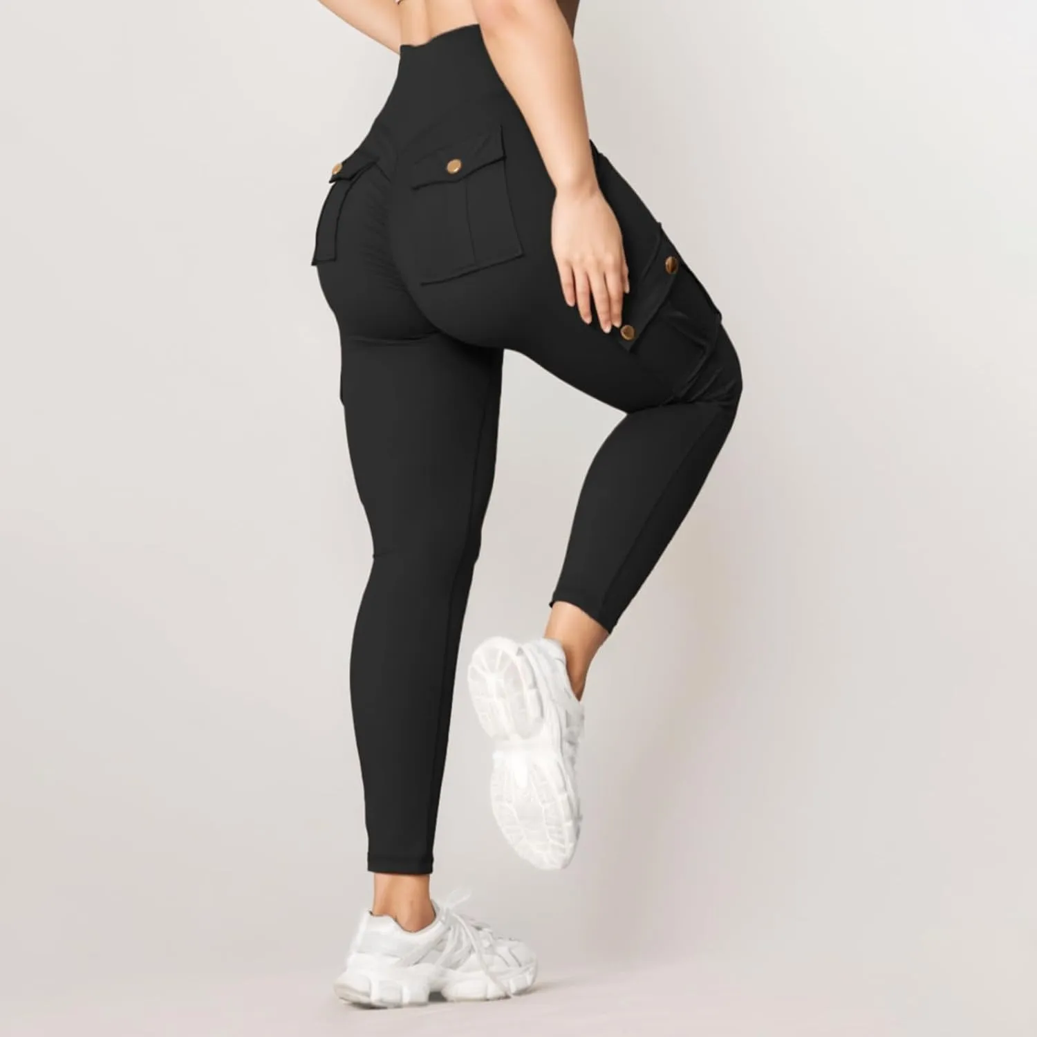 Womens Cargo Leggings High Waist Tummy Control Workout Yoga Pants Slim Fit Stretch Cargo Pants with Pockets 2025