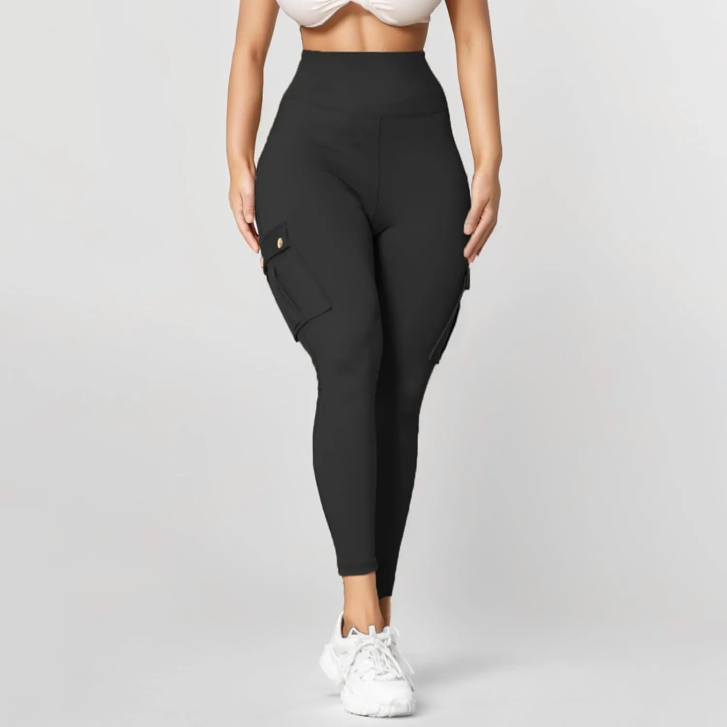 Womens Cargo Leggings High Waist Tummy Control Workout Yoga Pants Slim Fit Stretch Cargo Pants with Pockets 2025