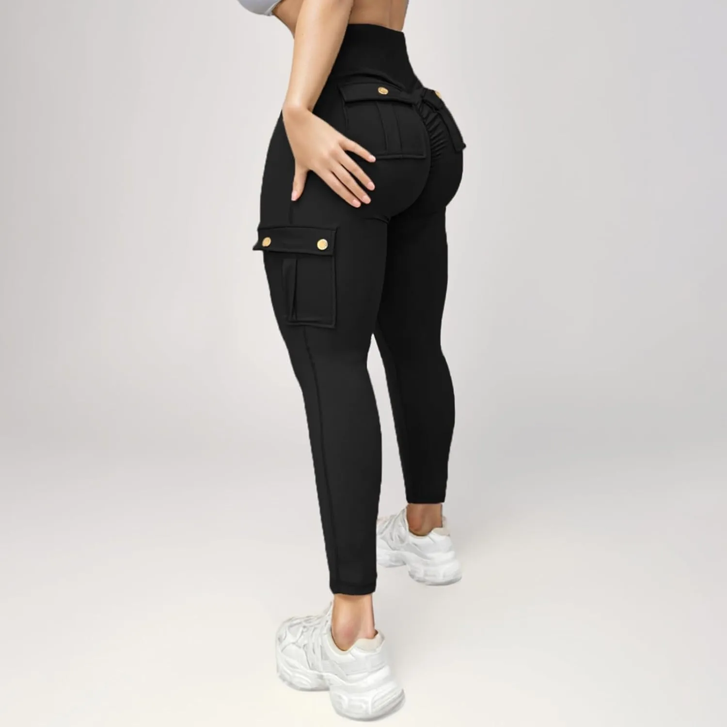 Womens Cargo Leggings High Waist Tummy Control Workout Yoga Pants Slim Fit Stretch Cargo Pants with Pockets 2025