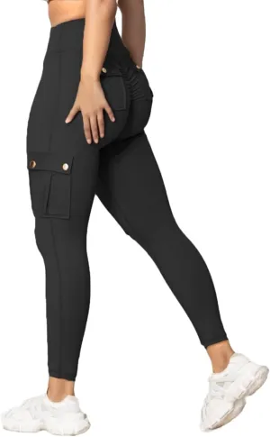 Womens Cargo Leggings High Waist Tummy Control Workout Yoga Pants Slim Fit Stretch Cargo Pants with Pockets 2025