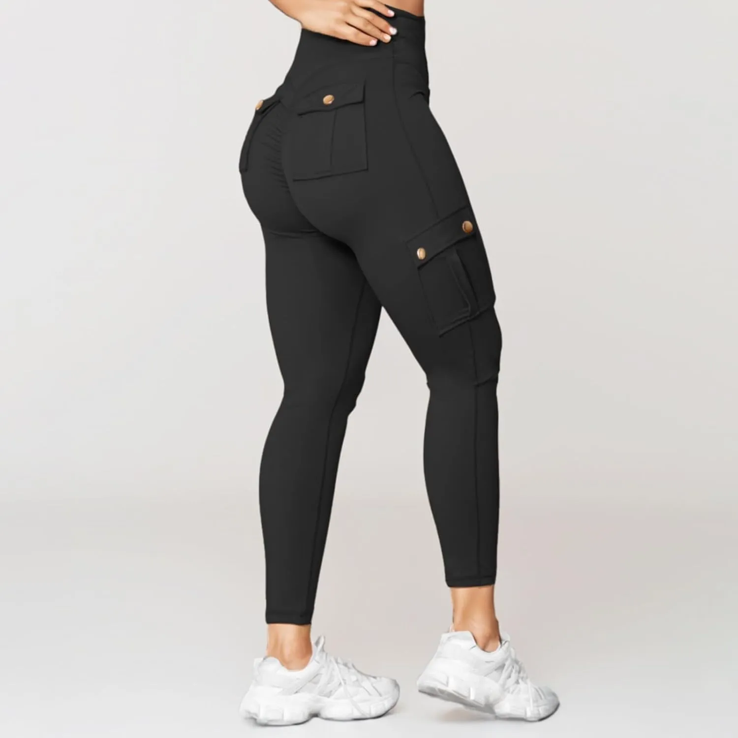 Womens Cargo Leggings High Waist Tummy Control Workout Yoga Pants Slim Fit Stretch Cargo Pants with Pockets 2025