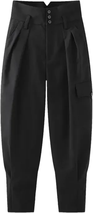 Womens Corset Overalls Wide-Leg Pants High Waist Year-Round Retro Casual Trousers
