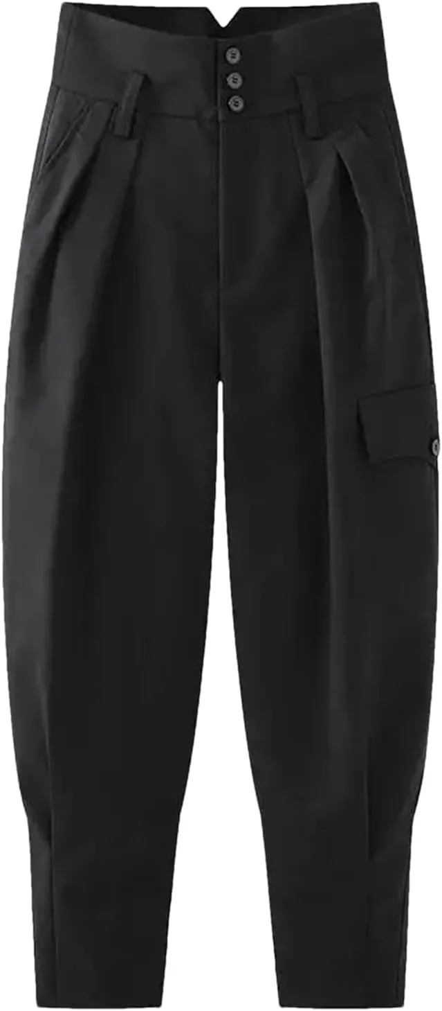 Womens Corset Overalls Wide-Leg Pants High Waist Year-Round Retro Casual Trousers