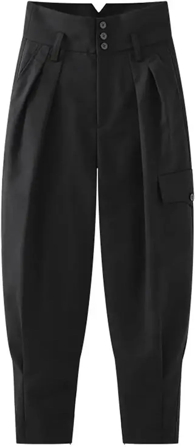 Womens Corset Overalls Wide-Leg Pants High Waist Year-Round Retro Casual Trousers