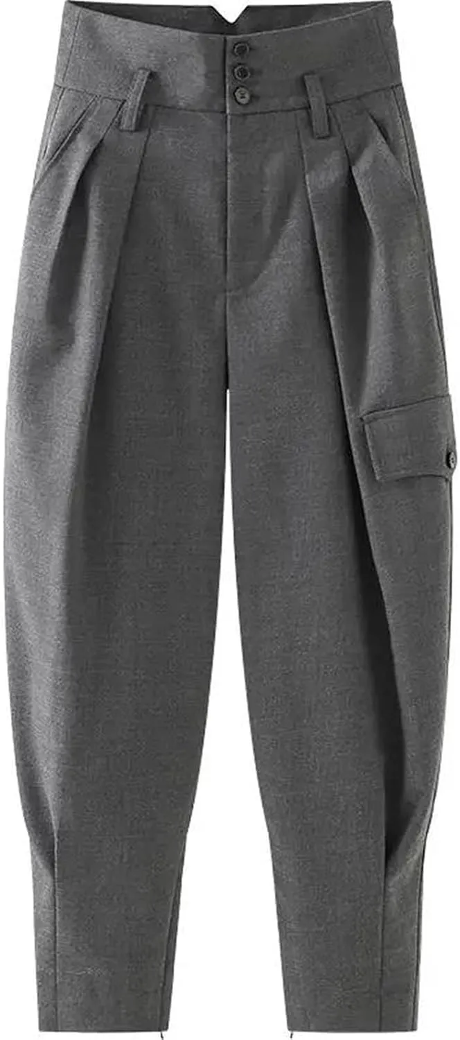 Womens Corset Overalls Wide-Leg Pants High Waist Year-Round Retro Casual Trousers