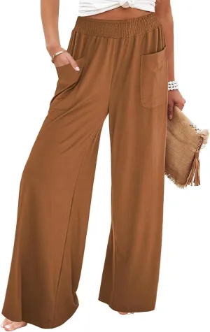 Womens Cotton Linen Pants Wide Leg Pants Summer Vacation Beach Pant Solid Color Loose Casual Trousers with Pockets