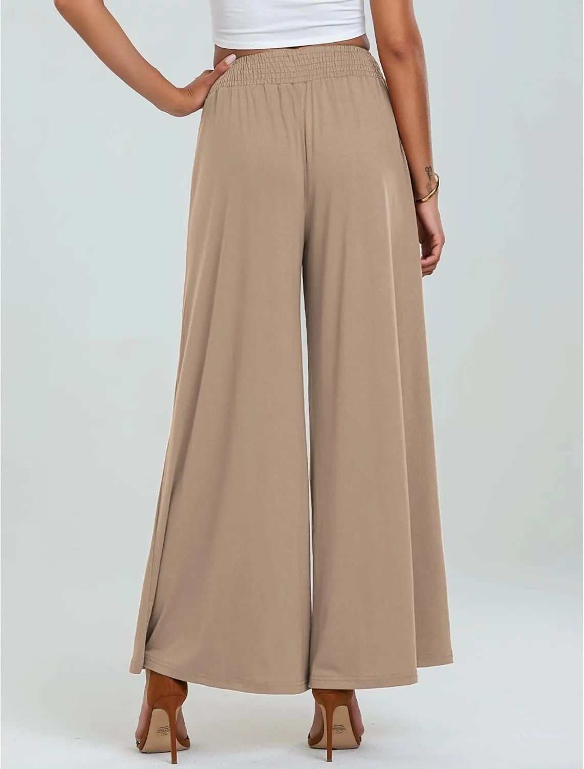 Womens Cotton Linen Pants Wide Leg Pants Summer Vacation Beach Pant Solid Color Loose Casual Trousers with Pockets