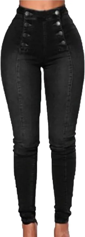 Women's High Waist Button Down Skinny Jeans Double Breasted Butt Lift Slim Fit Denim Pants Stretch Jean Trousers
