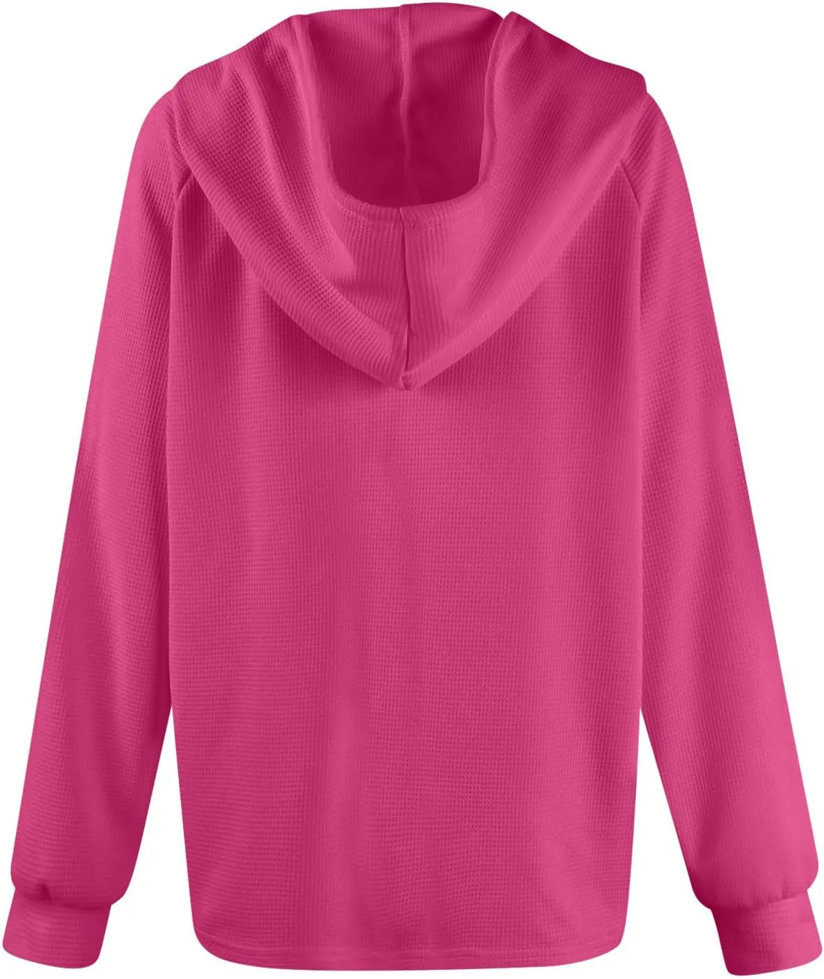 Womens Hoodies Hoodies for Women Waffle Knit Drawstring Button V Neck Long Sleeve Casual Pullover Sweatshirt Hooded Tops