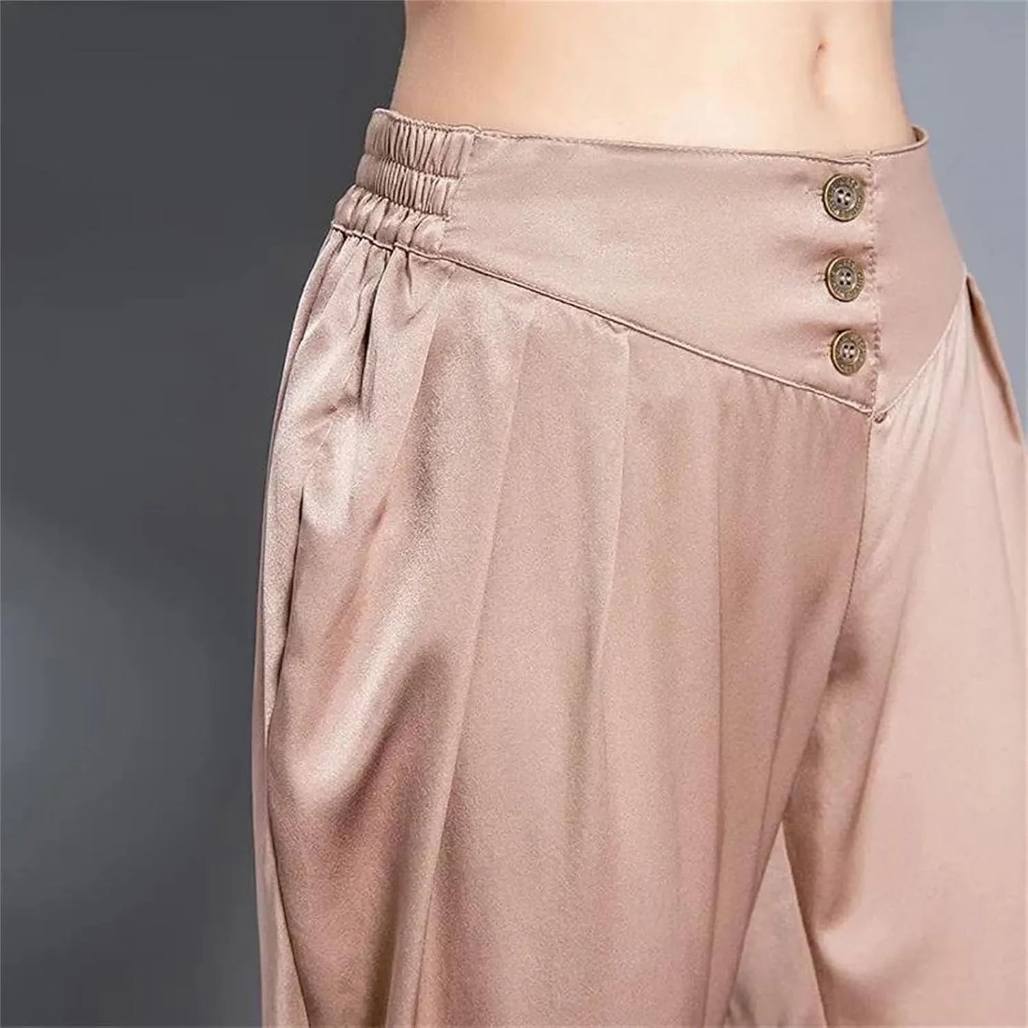 Womens Mulberry Silk Harem Pants Heavyweight Year-Round Casual Summer Loungewear