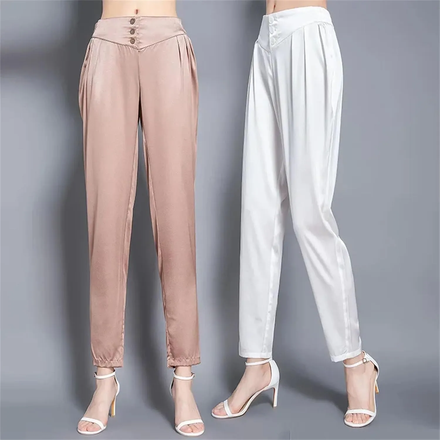 Womens Mulberry Silk Harem Pants Heavyweight Year-Round Casual Summer Loungewear